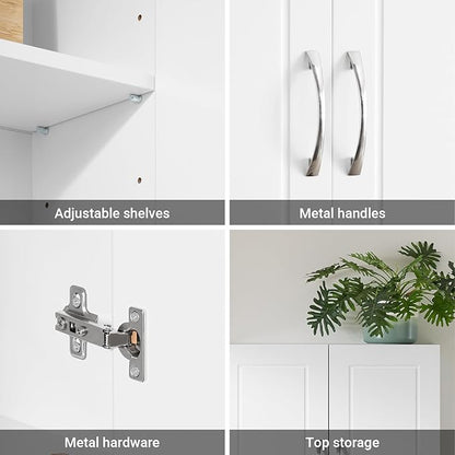 SoBuy Over Toilet Wall Mount Medicine Cabinet, Wall Size, White | Narrow Wall Mounted Over-Toilet Cabinet With Adjustable Shelves, Compact Storage For Kitchen & Bathroom, FRG231-T-W