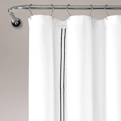 Lush Decor Hotel Collection Shower Curtain Single 72" W x 72" L White & Black - White Shower Curtains for Bathroom - Bathroom Curtain - Modern Decor