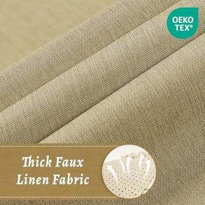 WONICY No Hook Shower Curtain with Liner for Bathrooms, Khaki, 71 x 74