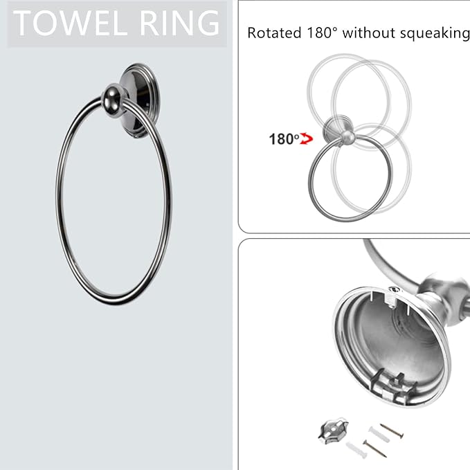 8Pcs Polished Chrome Bathroom Accessories Set Towel Racks for Bathroom | 24 Inch Bath Towel Bar Set, SUS 304 Stainless Steel Bathroom Hardware Set, Towel Racks for Bathroom Wall Mounted