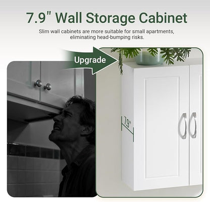 SoBuy Over Toilet Wall Mount Medicine Cabinet, Wall Size, White | Narrow Wall Mounted Over-Toilet Cabinet With Adjustable Shelves, Compact Storage For Kitchen & Bathroom, FRG231-T-W