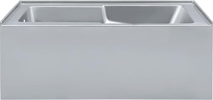 Voltaire 60" x 32" Left-Hand Drain Alcove Bathtub with Apron and Armrest in Matte Gray