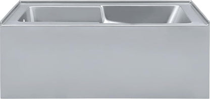 Voltaire 60" x 32" Left-Hand Drain Alcove Bathtub with Apron and Armrest in Matte Gray
