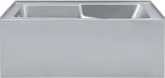 Voltaire 60" x 32" Left-Hand Drain Alcove Bathtub with Apron and Armrest in Matte Gray