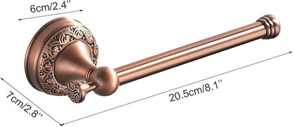 Red Copper Bath Roll Toilet Paper Holder, Wall Mounted Red Bathroom Hardware Accessories, Pattern Carving Design, PBR-4386Z