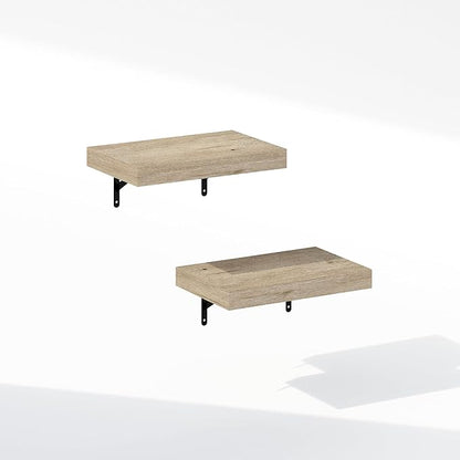 Furinno Tanna Floating Shelves for Wall Set of 2, 15-Inch Bathroom Wall Shelf, Wall Mounted Shelf, for Bathroom Organizers and Storage, Living Room, Natural