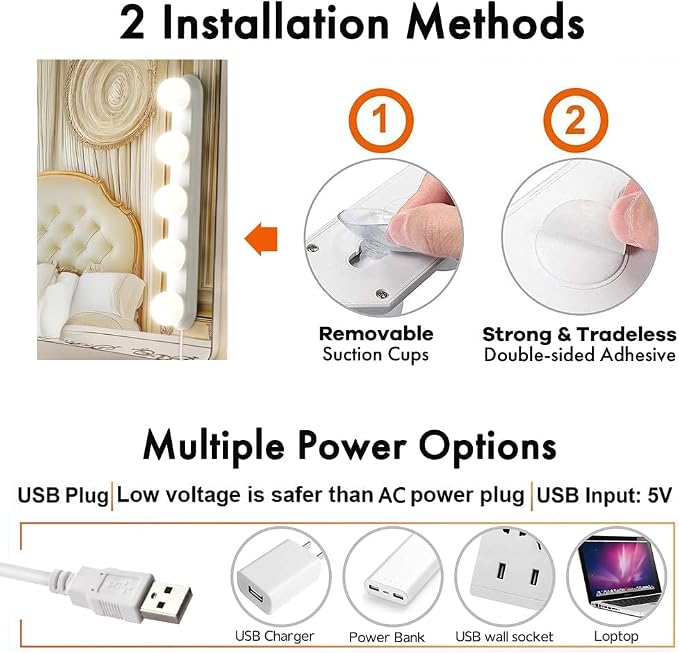 Makeup Light,Portable Led Vanity Lights | 3 Colors Lighting Mode Adjustable & Dimmable for Vanity Table Dressing Room Mirror