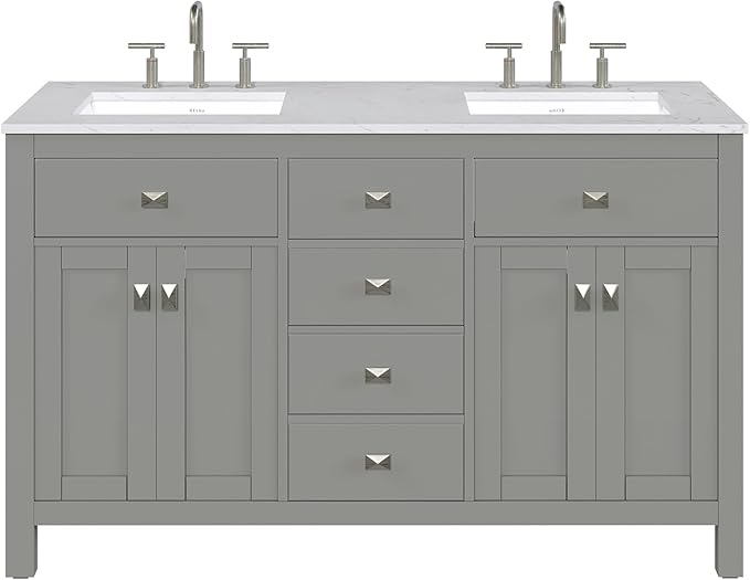 Artemis 60 in. Gray Double Sink Bath Vanity with Engineered Top and Undermount Porcelain Sinks