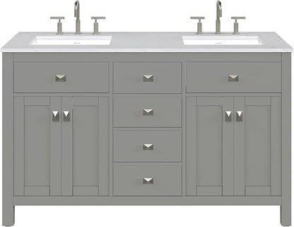 Artemis 60 in. Gray Double Sink Bath Vanity with Engineered Top and Undermount Porcelain Sinks