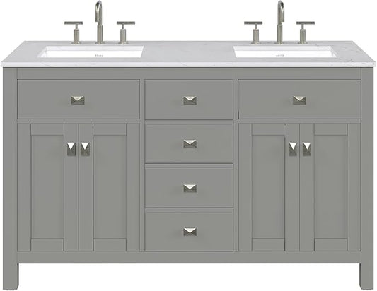 Artemis 60 in. Gray Double Sink Bath Vanity with Engineered Top and Undermount Porcelain Sinks