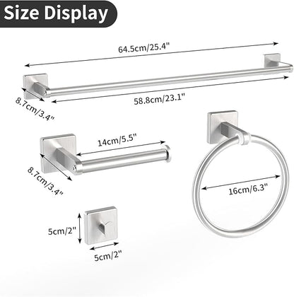 KLJKPA Brushed Nickel Bathroom Hardware Set, 24 inch Bathroom Towel Holder | Stainless Steel Towel Racks for Bathroom Accessories Set, Wall Mounted, 4-Piece