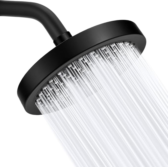 High Pressure Rain Shower Head, High Flow Pressure Boosting Adjustable Rainfall Showerhead, Awesome Shower Experience Even At Low Water Flow, Black
