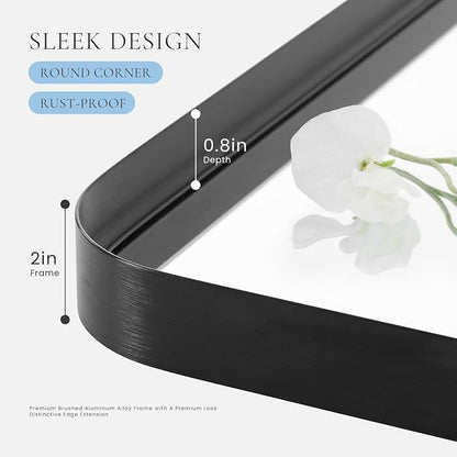 NEWBULIG 30"x40" White Wall Mirror, Bathroom Mirrors for Over Sink, Matte Metal Framed Vanity Decor Mirror with Tempered Glass, Entryway, Living Room, Bedroom