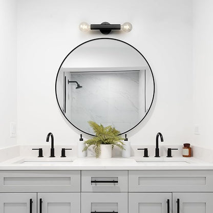 Globe Electric 2-Light Vanity Light, Matte Black, Hexagonal Bar, Minimalist Industrial, Vertical Horizontal Mount, 63000198