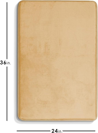 Clara Clark Bathroom Rugs, Velvet Memory Foam Bath Mat, Non-Slip Bath Rugs, Machine Wash, Dries Quickly, Ultra Soft Plush Bath Mats for Bathroom, 24 x 36, Cream