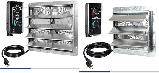 iLiving 18" & 12" Wall Mounted Exhaust Fans, Automatic Shutter, Thermostat & Variable Speed