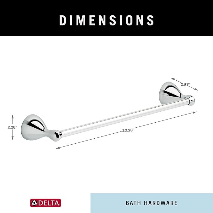 DELTA FAUCET FNDS18-PC Foundations Wall Mounted 18 in. Towel Bar in Polished Chrome