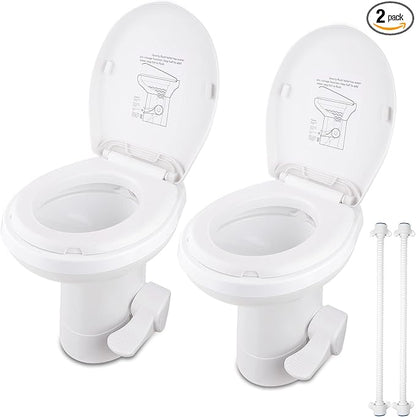 AW 2 Packs Gravity Flush Toilet RV Toilet Foot Pedal 20" Seating Height | Motorhome Caravan Travel Trailer