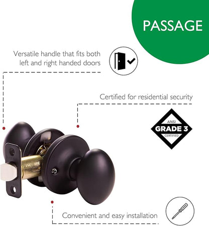 Design House 779173 Egg Passage Hall and Closet Door Knob Matte Black