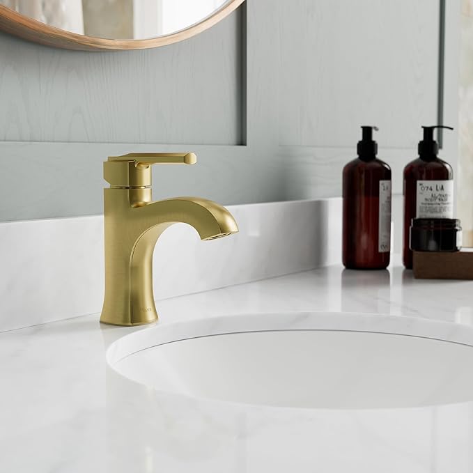 Pfister Vaneri Bathroom Sink Faucet, Single Control, 1-Handle, Single Hole, NSF Certified, Brushed Gold Finish, LF042VRIBG