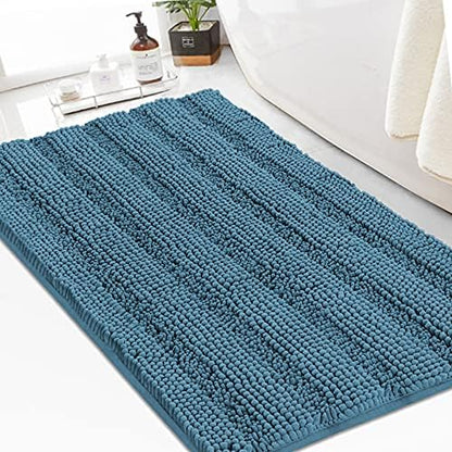 Turquoize Bathroom Rug 24"x36", Absorbent Chenille Bath Rug, Turquoise Blue