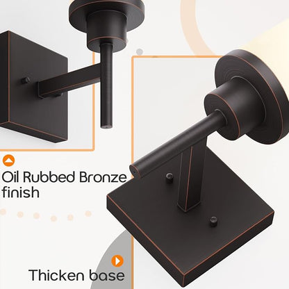 Wall Lights Over Mirror Bathroom Vanity Light Fixtures with White Frosted Glass, Wall Sconce for Porch Hallway Entrance, Oil Rubbed Bronze T001ORB-L1