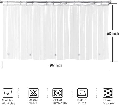 Extra Wide 108 inch Shower Curtains, XL Shower Curtain Liner 84 inches Long, Clear Waterproof Peva Plastic Liner for Clawfootub Bathtub, 108x84 with 5 Magnets | Transparent Waterproof Peva Vinyl Liner XL for Clawfootub Bathtub with 5 Magnets and S/Stee...