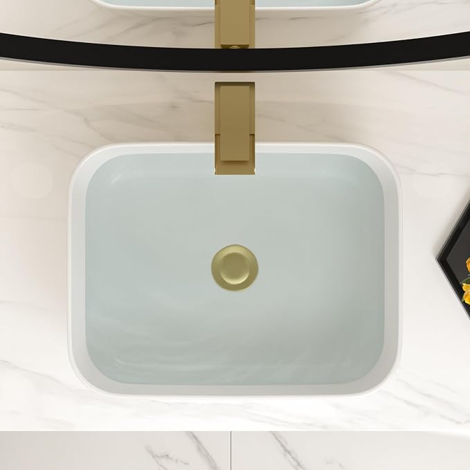 20x16 Inch Bathroom Vessel Sink White Vessel Sink Rectangule Bowl Sinks for Bathrooms Above Counter Rectangular Ceramic Vessel Bathroom Sink Porcelain Lavatory Vanity Sink Basin