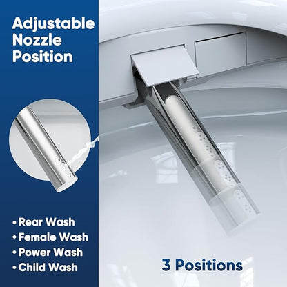 Bidet Toilet Seat-Electric Heated Bidet Attachment for Toilet with Instant Warm Water & Dryer, Feminine & Front Rear Wash, Self-Clean Nozzle, Upgraded Silent ECO Child Mode