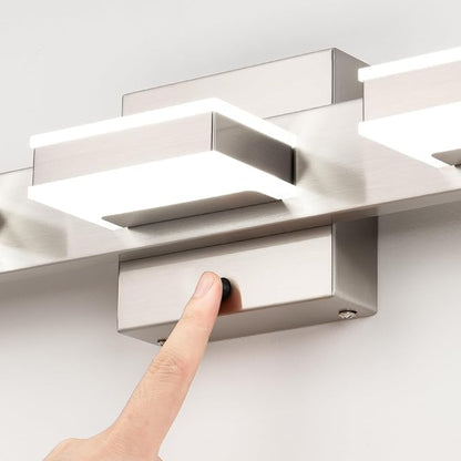 mirrea 32" 5 Light 3CCT LED Brushed Nickel Bathroom Vanity Light Fixture | Over Mirror,Bathroom Lighting,3000K/4000K/5000K ,Dimmable,Rust-resistant,Moisture-resistant,Acrylic shade,Wall Mount