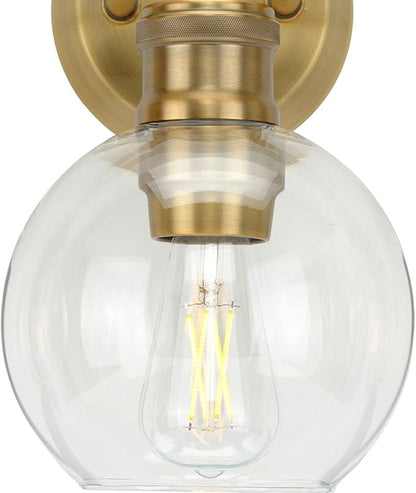 Hansford Collection 3-Light Clear Glass Farmhouse Bath Vanity Light Vintage Brass