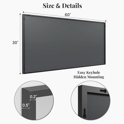60"x30" Matte Black Wide Bathroom Wall Mirror for Double Vanity | Wide Double Vanity Mirror, Slim Metal Frame, Long Console or Buffet Use, Vertical/Horizontal Mount, Tempered Glass