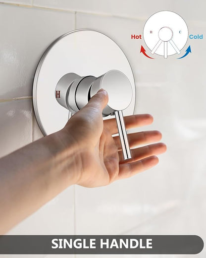 Shower Faucet with Valve, Shower Valve Kit and Head, Single Handle Shower Faucet Set with Rough-In Valve, Shower Trim Kit, Polish Chrome