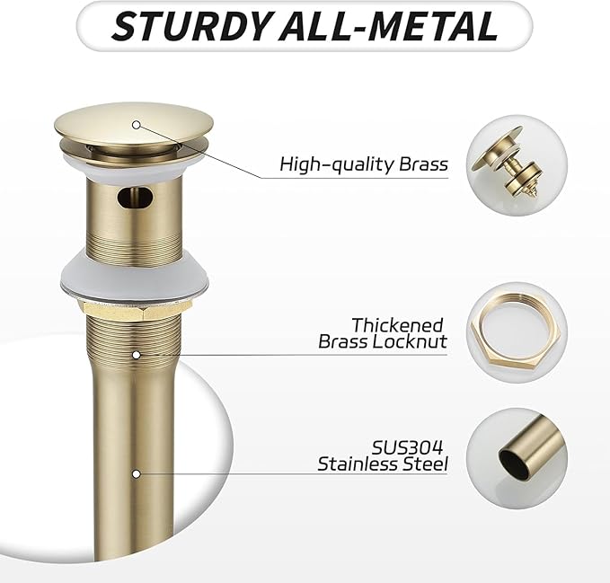 BWE Waterfall Bathroom Faucet, Brushed Gold 8 Inch Widespread Bathroom Sink Faucet Two-Handle with Pop-up Drain, for Vanity, Lavatory Sink
