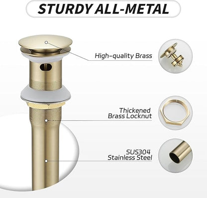 BWE Waterfall Bathroom Faucet, Brushed Gold 8 Inch Widespread Bathroom Sink Faucet Two-Handle with Pop-up Drain, for Vanity, Lavatory Sink