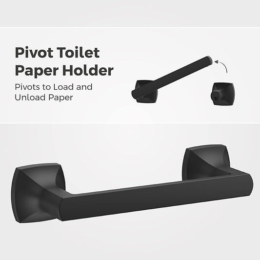Pfister Vaneri 3-Piece Bathroom Hardware Set with Towel Bar, Towel Ring, and Toilet Paper Holder, Wall-Mounted, Matte Black Finish, BTBVRI3B