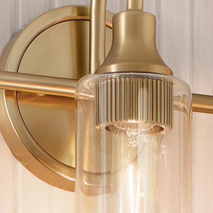 Kichler Kavi 23" 3-Light Vanity Light with Clear Glass in Champagne Bronze, Damp Rated, for Bathroom, Powder Room, Over a Mirror, (23" W x 10" H), 55211CPZ
