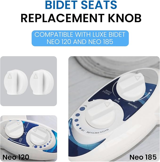 Replacement Knob for Luxe Bidet Neo 120 & Neo 185 | Durable Bidet Toilet Parts, With Symbols, Easy Install, White