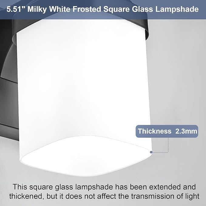 Vanity Lights for Bathroom, Modern Farmhouse Lighting Fixtures | 3-light black bathroom light fixtures over mirror, 17 inches bathroom light wall sconce with milky white square glass shade