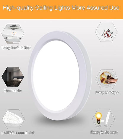 ETL Certified 7 inch Small LED Flush Mount Ceiling Light Dimmable,5000K Daylight Ultra Slim Round Flat Panel Ceiling Light Fixture,Modern Ceiling Lamp for Closet,Kitchen,Bathroom 26Pack(White)