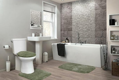 Garland Rug Traditional Nylon Washable Deep Fern 3 Piece Set - Lid, Contour, Bath Rug - Soft, Absorbent, and Stylish for Your Bathroom