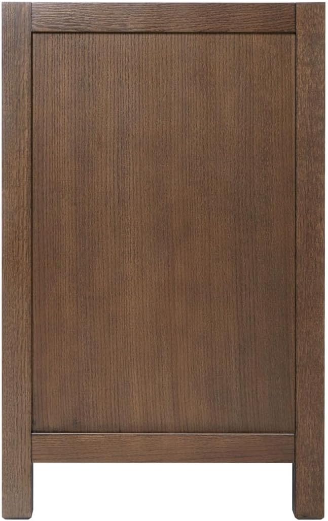ARIEL Cambridge 36-inch Bathroom Vanity Base Cabinet,Solid Wood, 2 Soft Closing Doors, 5 Dovetail Drawers, Brown Oak