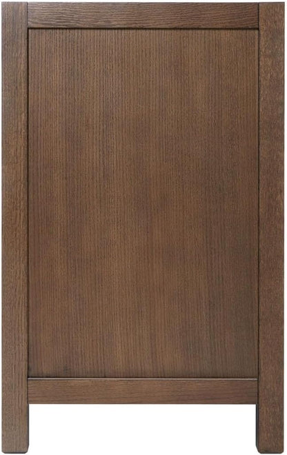 ARIEL Cambridge 36-inch Bathroom Vanity Base Cabinet,Solid Wood, 2 Soft Closing Doors, 5 Dovetail Drawers, Brown Oak