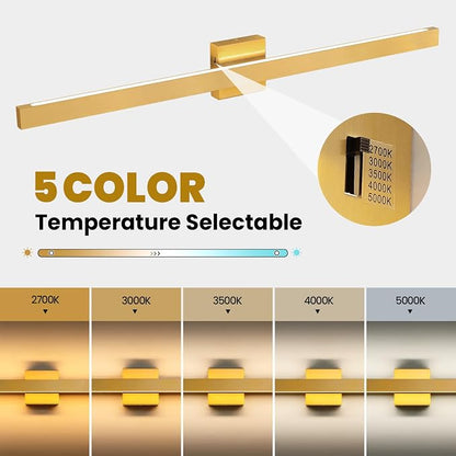 Modern Bathroom Light Fixtures 39 Inch Gold Bathroom Vanity Light with Up & Down Lighting 30W Dimmable 5CCT LED Vanity Lighting Fixture Bar for Bathroom Restroom