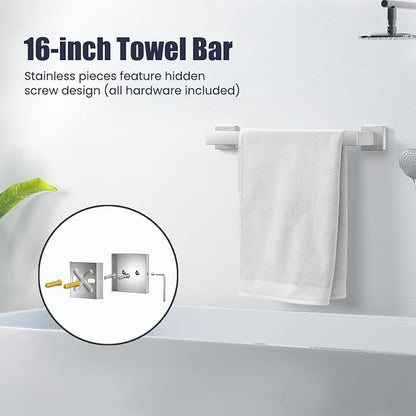 Bathroom Hardware Accessories Set: Bath Towel Bar Set, Towel Racks for Bathroom Wall Mounted, SUS304 Stainless Steel (Brushed Nickel, 12-Pieces)