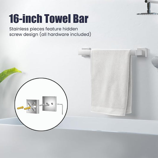 Bathroom Hardware Accessories Set: Bath Towel Bar Set, Towel Racks for Bathroom Wall Mounted, SUS304 Stainless Steel (Brushed Nickel, 10-Pieces)