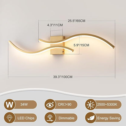 Gold Bathroom Vanity Light Fixture, 39in 5CCT Dimmable Modern Led Bathroom Light Fixtures Over Mirror, LED Vanity Lighting Bar for Bathrooms (Gold, 39inch)