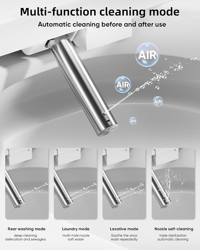 Smart Toilet with Bidet Built In with Warm Water Sprayer and Dryer | Foot Sensor Operation,Heated Seat toilet with LED Display for Bathroom,Auto Dual Flush