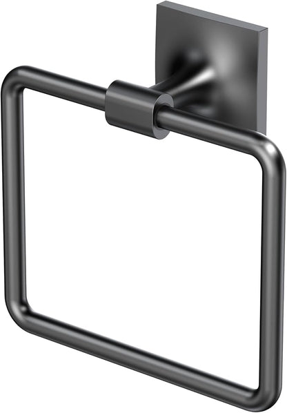 Gatco 5582MX Waterline Towel Ring | Modern Hand Towel Holder for Bathroom | Stylish Decorative Hardware, Heavy Duty Metal, EZ Ancor Mounting | Matte Black