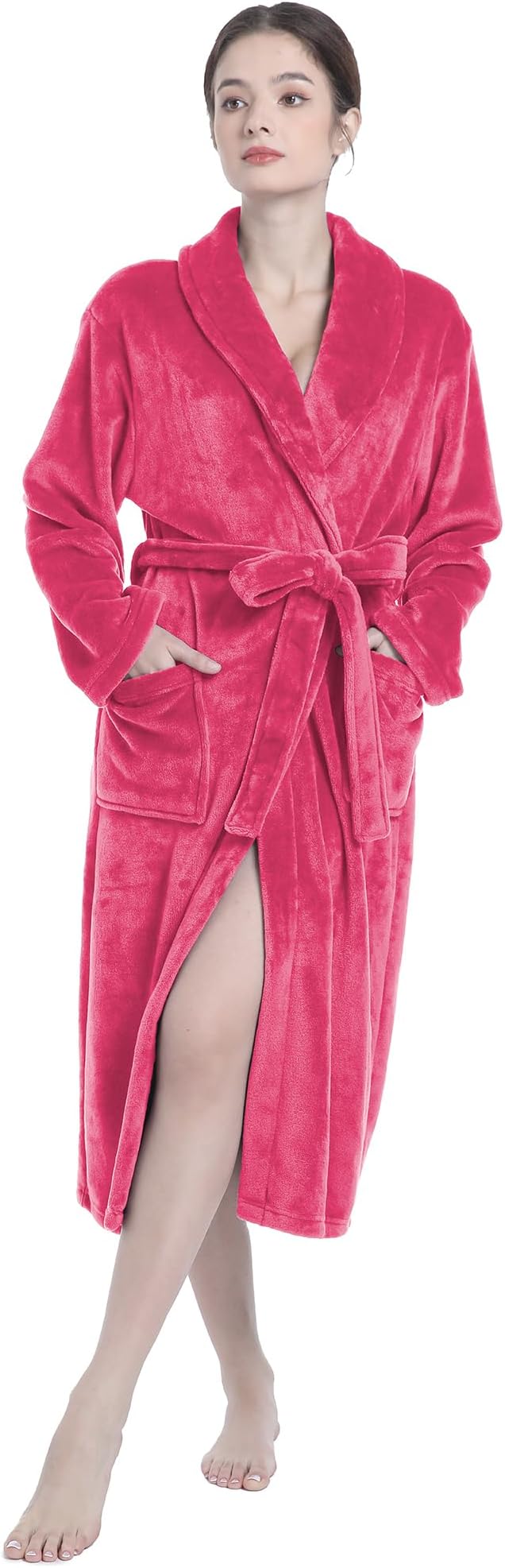 Fluffy Soft Robes for Women, Warm Fleece Womens Robe, Cozy Bathrobe | Plush Bathrobe for Women, Long Fuzzy Lightweight Bath Robe with Pockets for Shower Spa Hotel House Pool